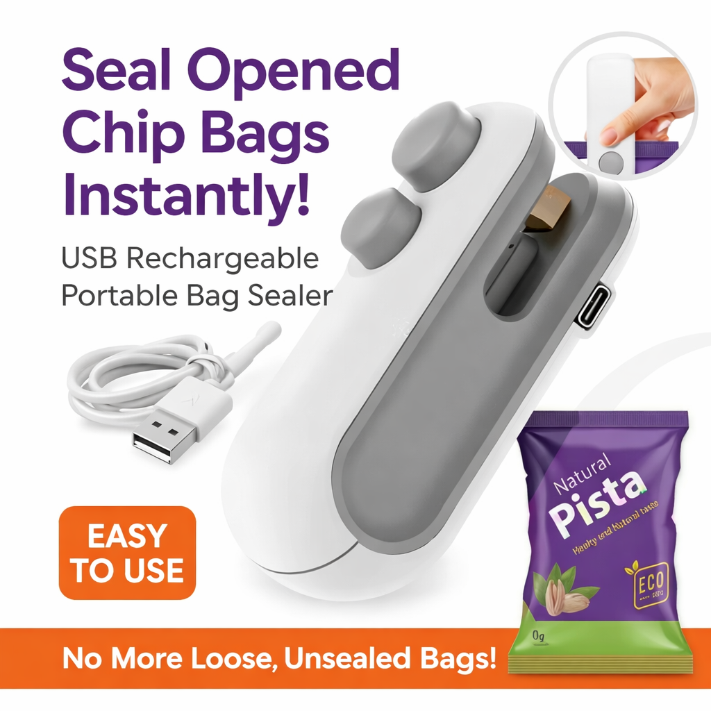 Mini Bag Sealer Machine — USB-C Rechargeable Heat Sealer & Cutter | Keep Food Fresh Longer, Anywhere