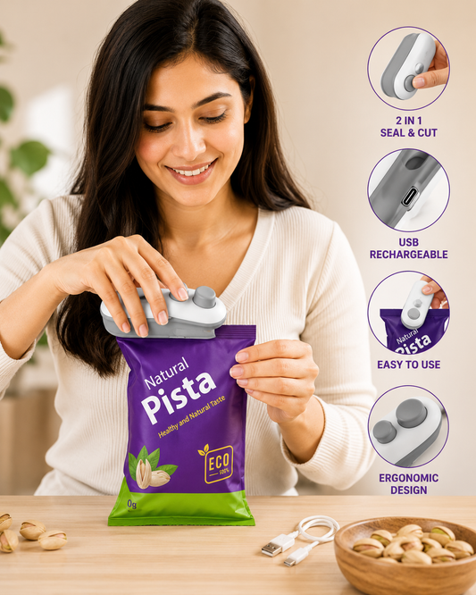 Mini Bag Sealer Machine — USB-C Rechargeable Heat Sealer & Cutter | Keep Food Fresh Longer, Anywhere
